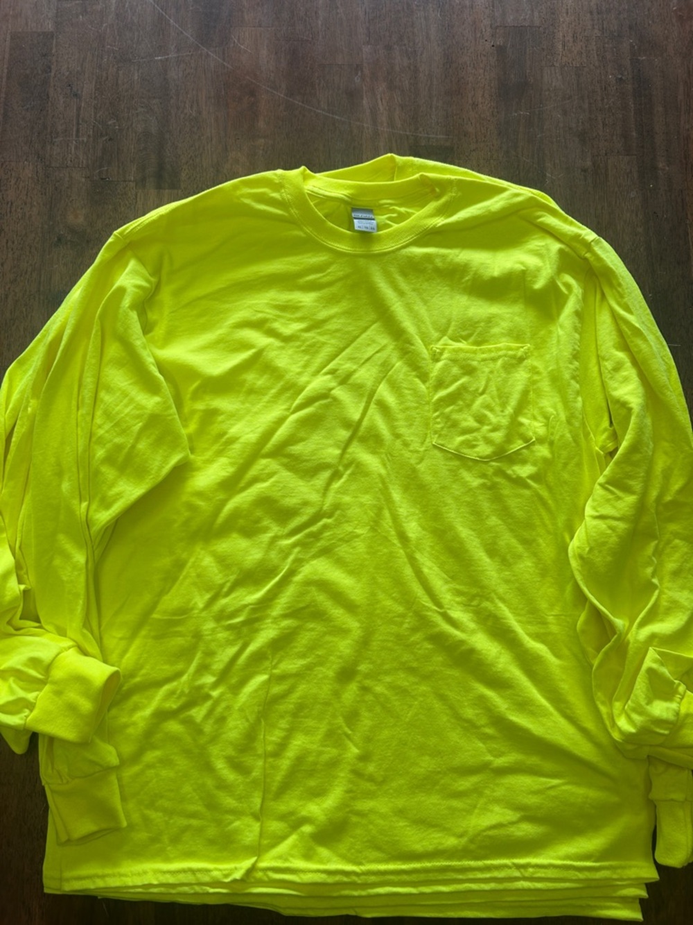 Lot of 4 size XL Gildan Neon Yellow Long Sleeve Pocket Tee